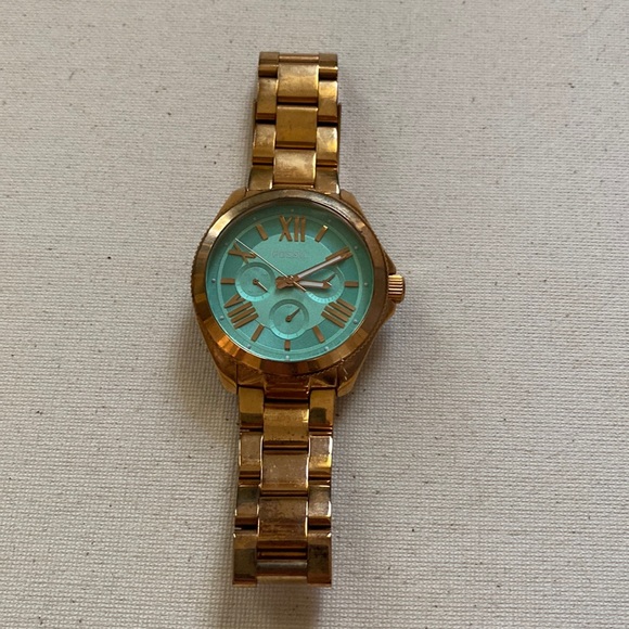 Rose gold/turquoise Fossil watch - Picture 2 of 3